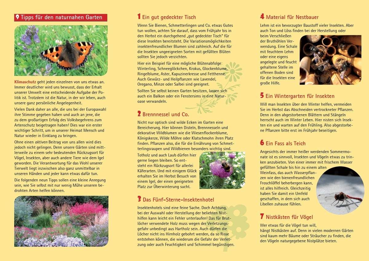 Veitshöchheimer Grüne erstellten Flyer mit Ratschlägen für einen naturnahen Garten