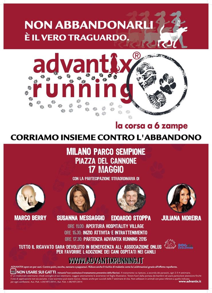 Advantix Running 2015. Tutto pronto per l'evento podistico milanese, targato Bayer, contro l'abbandono dei cani