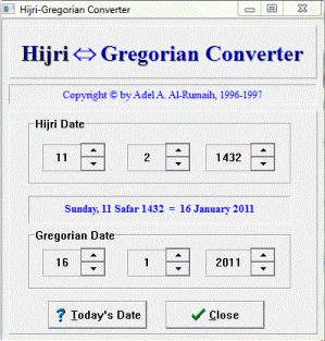 Convertisseur de dates du calendrier grégorien au calendrier hégirien (logiciel)
