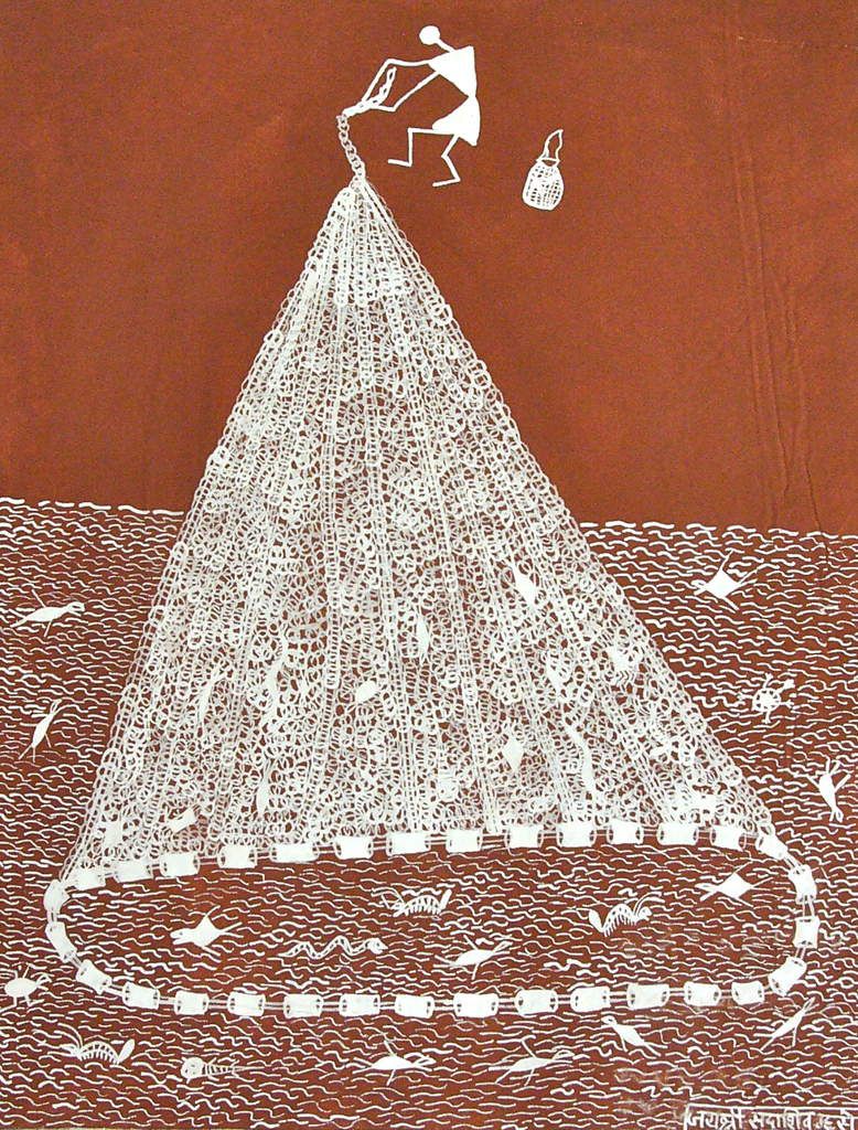 "filet de pêche" acrylique sur canevas - 40 X 31cm. - de Jyanavi S. Mashé