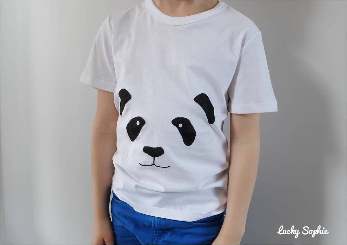 Tshirt panda au feutre textile DIY - Lucky Sophie blog famille voyage