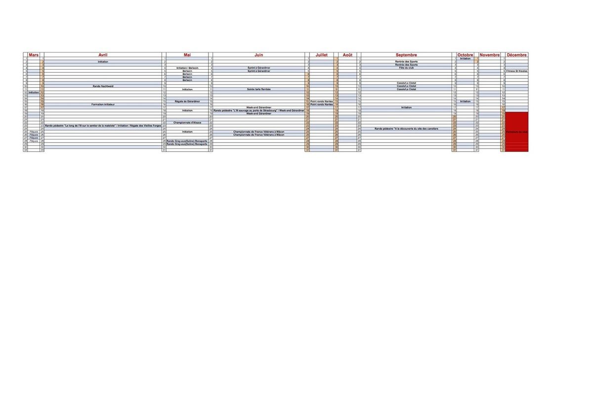 Calendrier 2016 mis à jour