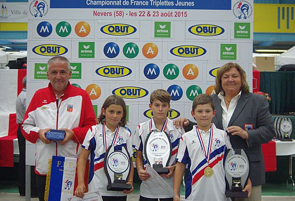 Champions de France minimes      Léo LASTELLA, Etienne GIOVALE-MERLO et Thomas BONNER ( RHONE ALPES/038 ) 