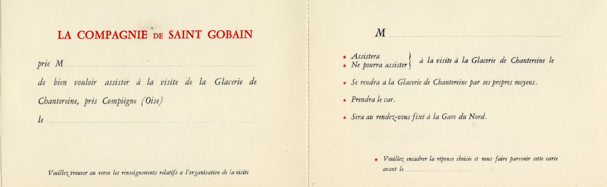 Chantereine, documents pour la visite de la Glacerie et diverses visites en 1970