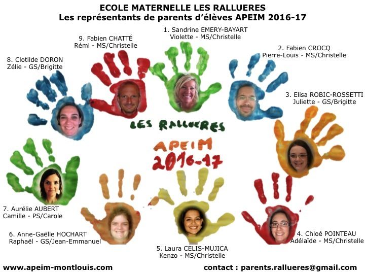 L'équipe APEIM de l'école maternelle Les Ralluères 2016-17
