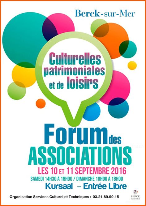 LE FORUM DES ASSOCIATIONS CULTURELLES, PATRIMONIALES ET DE LOISIRS...à BERCK SUR MER...C'EST AUJOURD'HUI ET DEMAIN ...