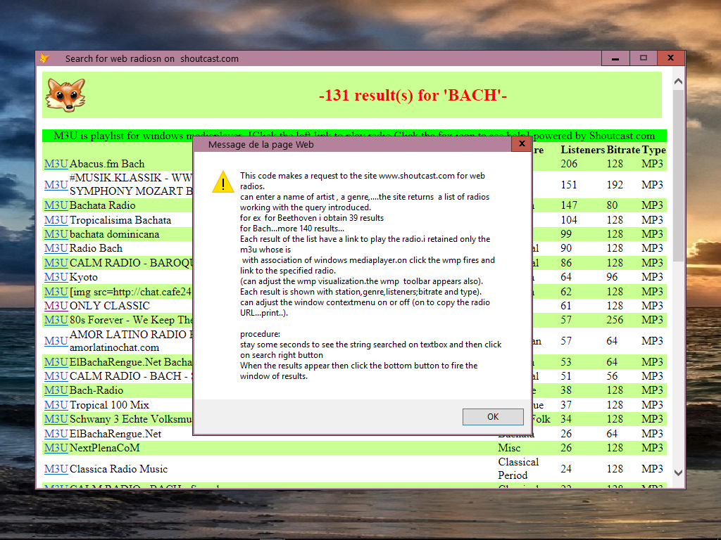 A search query for web radios - Visual Foxpro codes