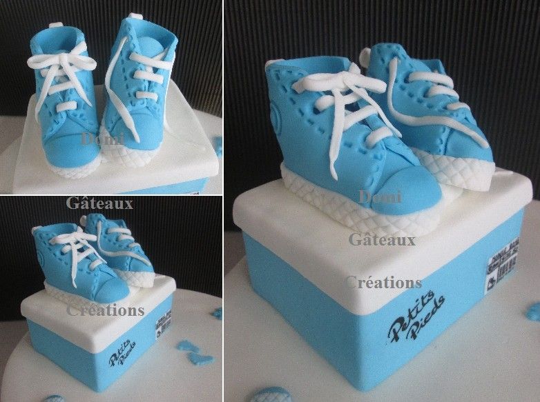 Gâteau "Converse" en Pâte à Sucre pour Baby Shower Garçon - Domi Gâteaux  Créations