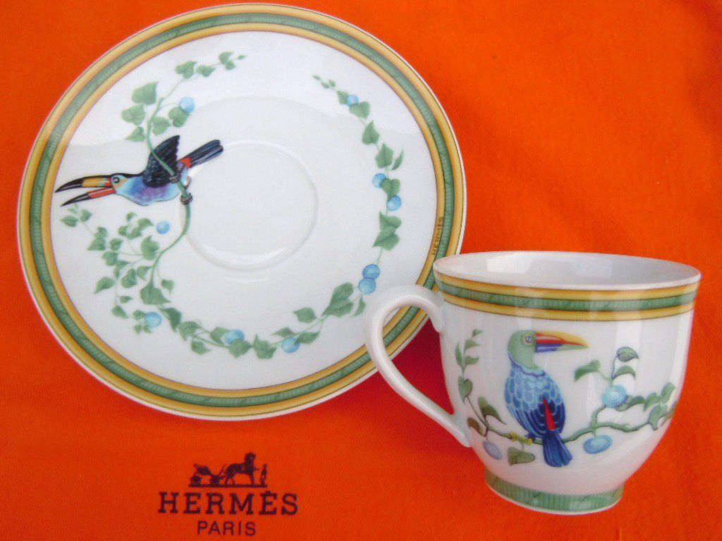 Tasse soucoupe en porcelaine Hermes Toucans made in France Garantie  authentique - occasions56