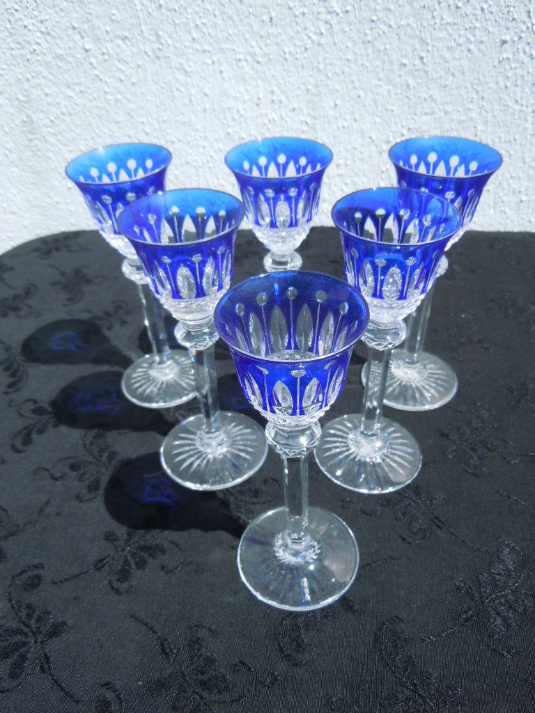 Série verres à liqueur cristal St louis France Cristal Couleur bleu modèle  Tommy - occasions56