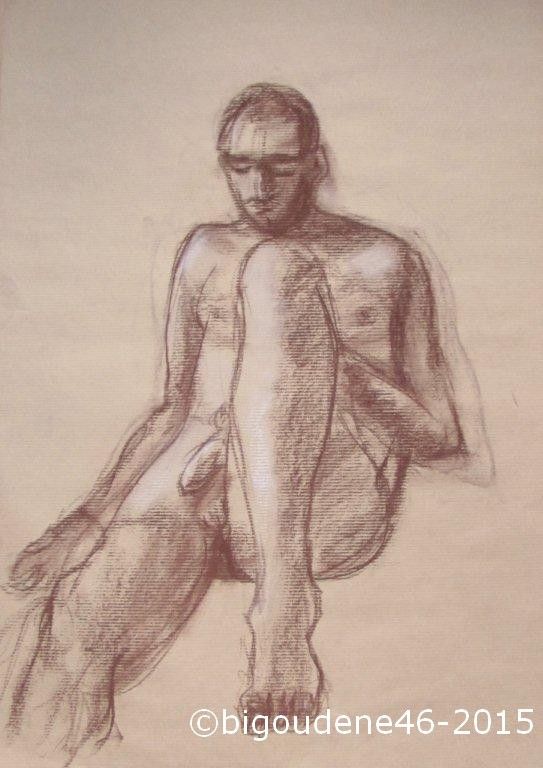 Poses d'une vingtaine de minutes environ - papier format raisin, carré conté