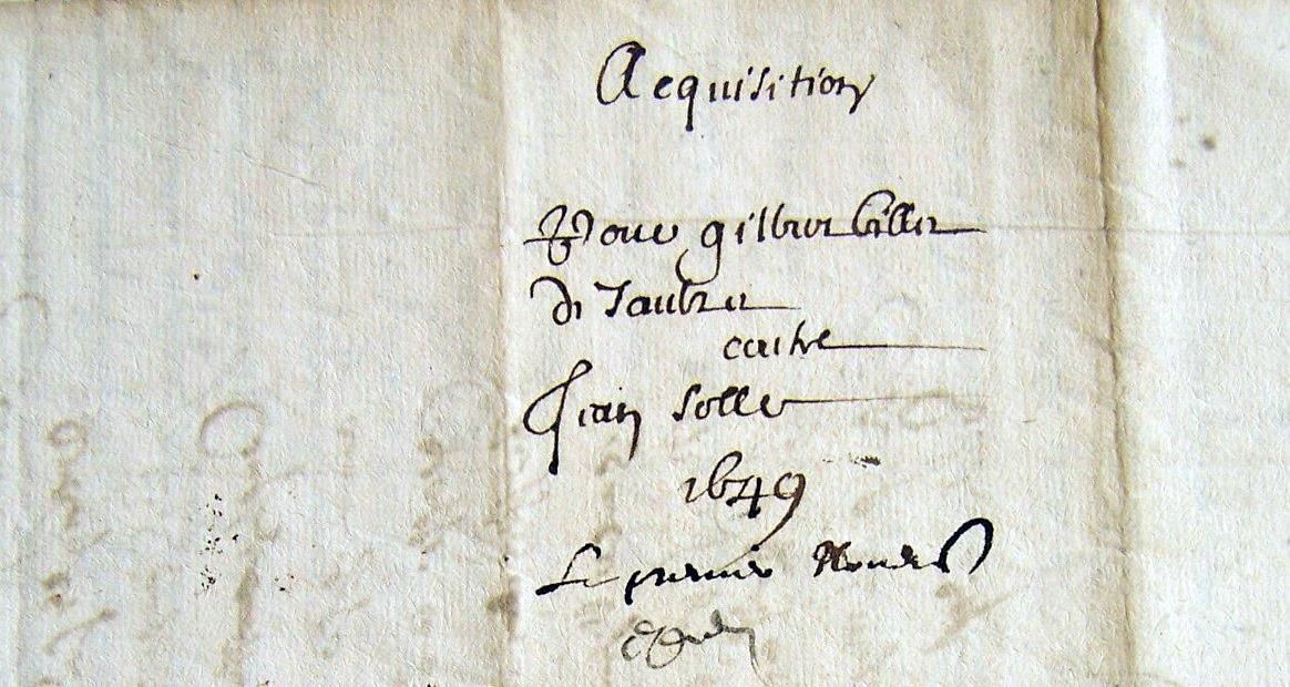 Contrat de 1649 de Gilbert BILLET de Saulzet