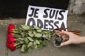 Une délégation française à Odessa  pour témoigner de la solidarité du peuple français auprès des victimes du crime perpétrés par les nazis ukrainiens le 2 mai 2014. 