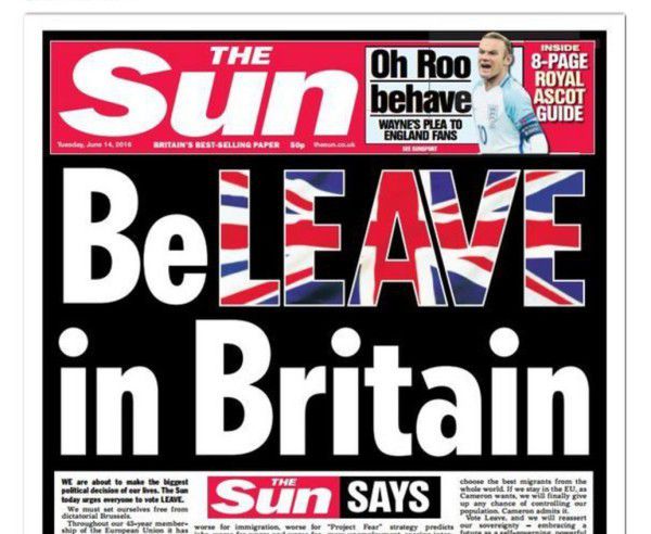 Coup de tonnerre en Grande-Bretagne : &quot;The Sun&quot; appelle à voter pour le Brexit !