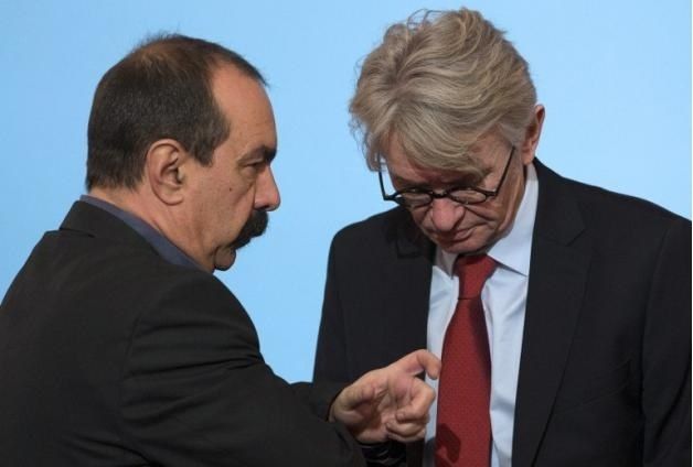 Le numéro un de la CGT, Philippe Martinez, et le patron de FO, Jean-Claude Mailly, le 19 janvier 2015