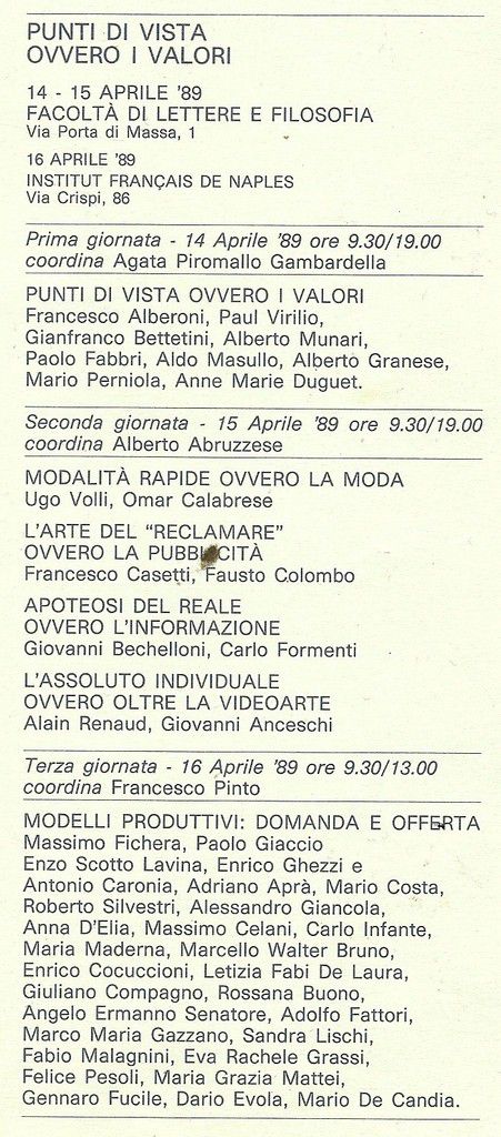 EUROPA ELETTRONICA VIDEOCULTURE 2 UNIVERSITA' DI NAPOLI 1989