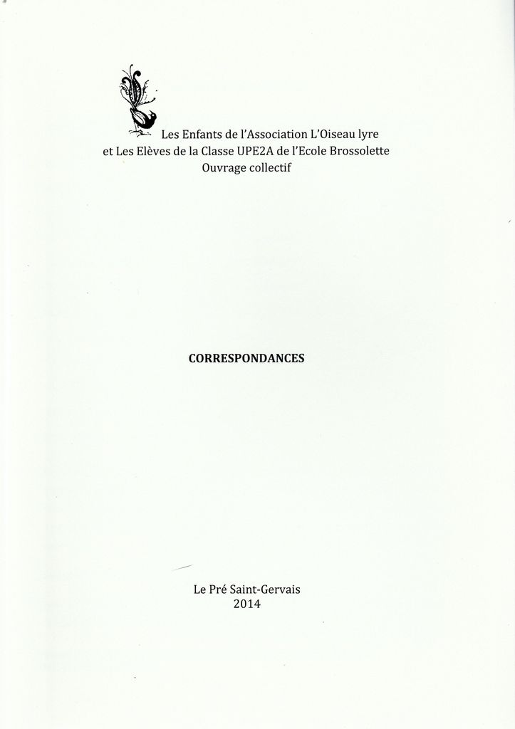 Livre "CORRESPONDANCES" 2014