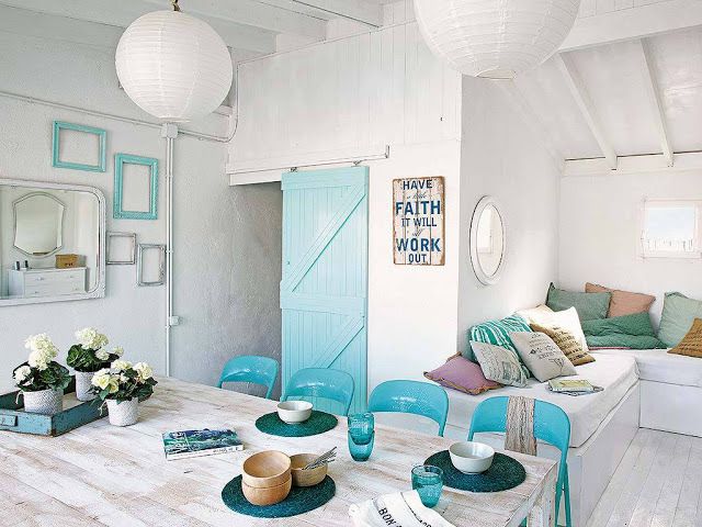 Blanc et turquoise pour un intérieur de vacances - A part ça ... Blanc et turquoise pour un intérieur de vacances - A part ça ...