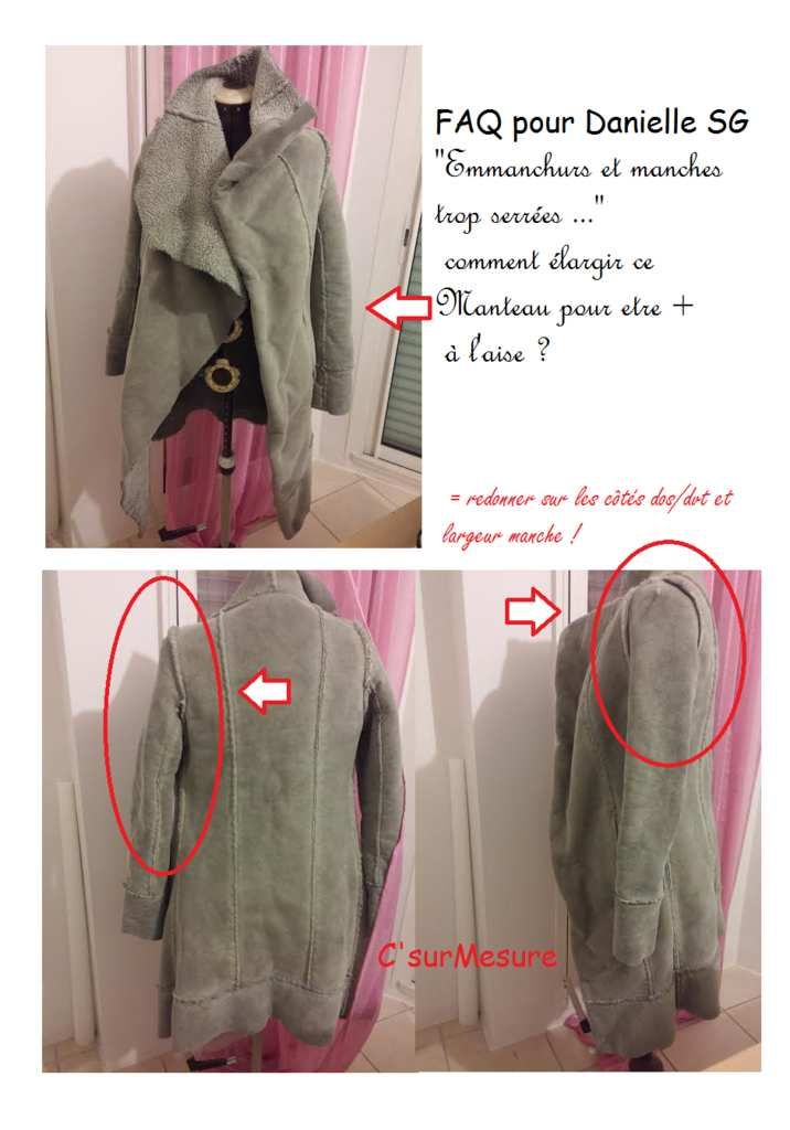 FAQ : comment élargir manche et emmanchures sur ce manteau?pour Danielle  SG. - C'sur Mesure