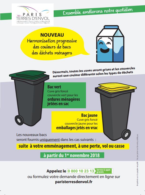 Nouveaux bacs pour les déchets ménagers à Aulnay-sous-Bois et dans les  villes de Paris Terres d'Envol - Aulnaylibre !