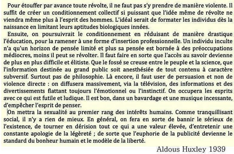 La dictature parfaite selon Huxley HISTOIREGÉO en LIBERTÉ