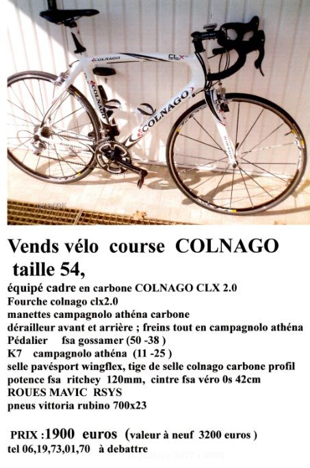 vélo de route "colnago" à vendre - --- Le blog des scorpions VTT---