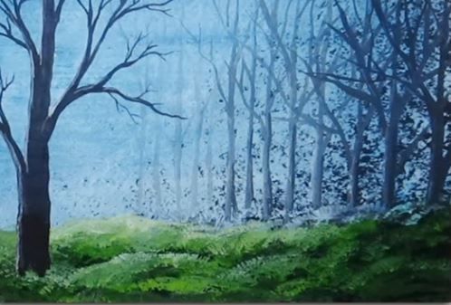 Dessin et peinture - vidéo 1638 : La forêt bleue réalisée à la peinture  acrylique et gesso. - Le blog de lapalettedecouleurs.over-blog.com