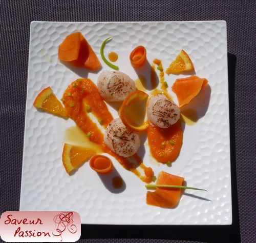 Cuisine au chalumeau : Saint Jacques &quot;brûlée&quot;, carotte, orange