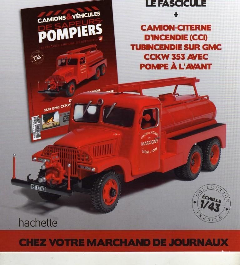 CAMION POMPIERS N°031 GMC CCKW 353 MARCIGNY IXO PRESSE 1:43