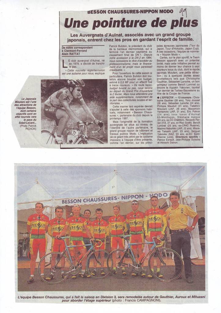 Il y a 20 ans ... Besson-Chaussures chez les pros - Le blog du cyclisme en  Auvergne Limousin