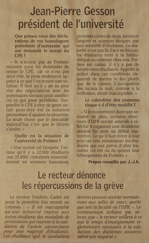 Lundi 13 Mars 2006 : les étudiants s'invitent au CA de l'Université de Poitiers