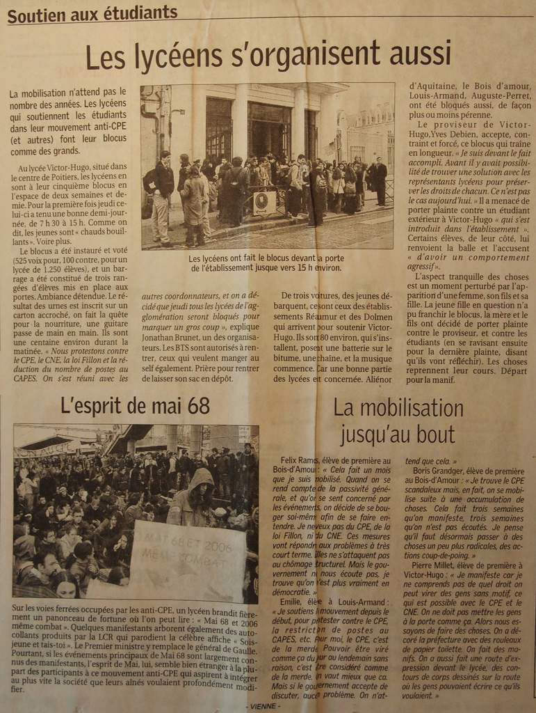 Jeudi 23 Mars 2006 : pluie d'actions et de coups à Poitiers