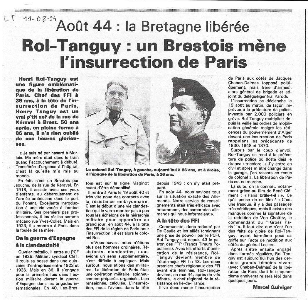 Le Télégramme, 11 août 1994