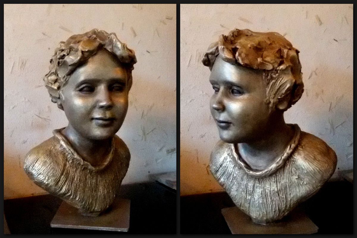 Marie visage terre cuite patinée - Katyveline Ruiz, sculpteur