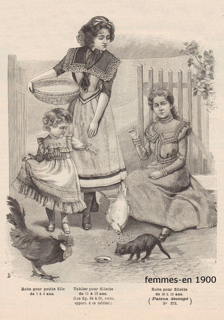 Les enfants à la campagne . - Femmes en 1900