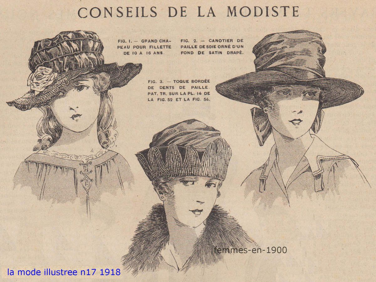 Choisir et faire un chapeau en 1918 . - Femmes en 1900