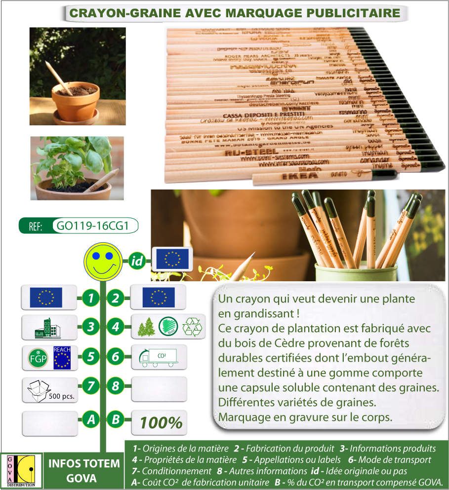 Crayon personnalisé en bois de cèdre certifié - TOPVERNIS