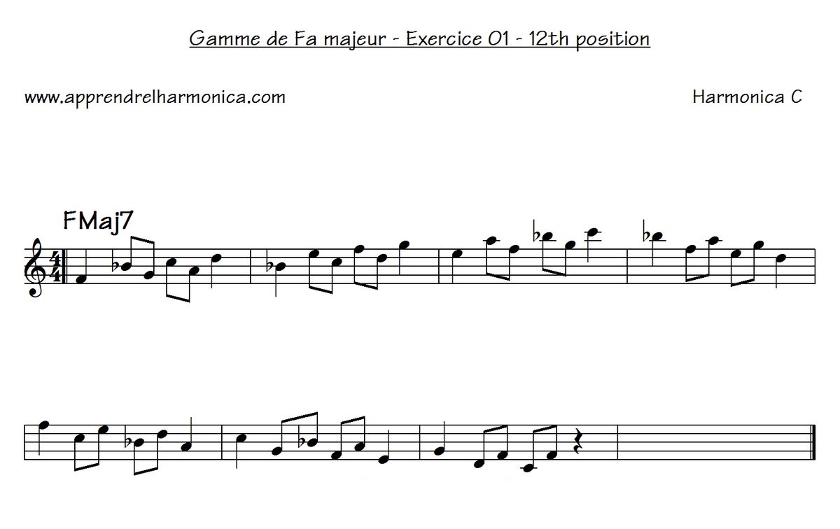 Gamme de Fa majeur - Exercice 01 - 12th position - Harmonica C