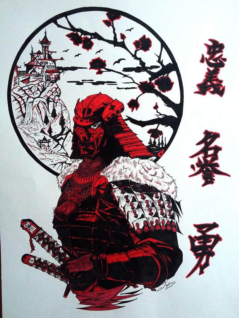 Silhouette samurai, prêt à se battre conçu en utilisant brosse grunge vecto...