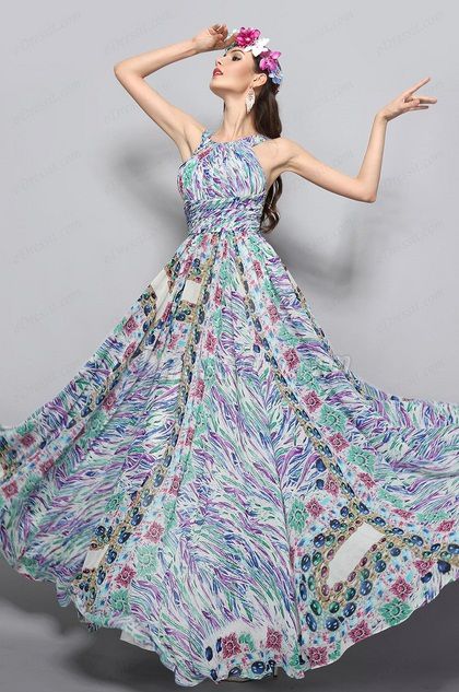 eDressit Halter Neck Printed Dress Summer Floral Dress (07153968)