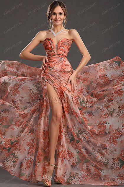 eDressit New Printed Glorious Ruched Bodice Multi-color Evening Dress (00120568)