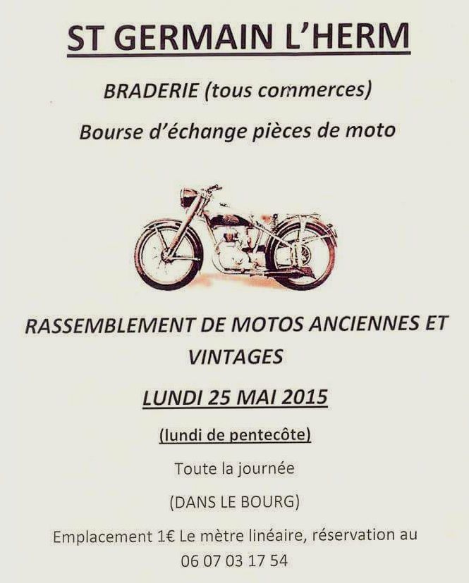 Rassemblement de motos anciennes à St-Germain-l'Herm