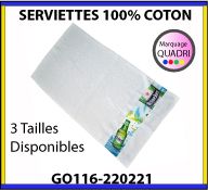 Serviettes 100% coton avec bandeau imprimé en quadri digitale