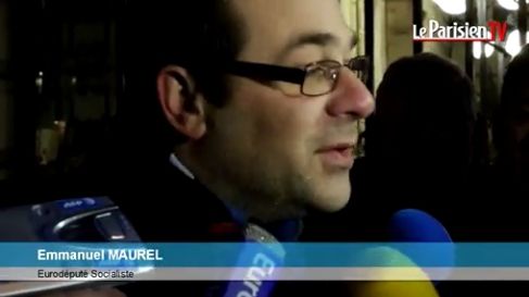 Emmanuel Maurel, eurodéputé S&D, à la sortie du bureau national du PS, dans la nuit du 18 au 19 janvier 2016
