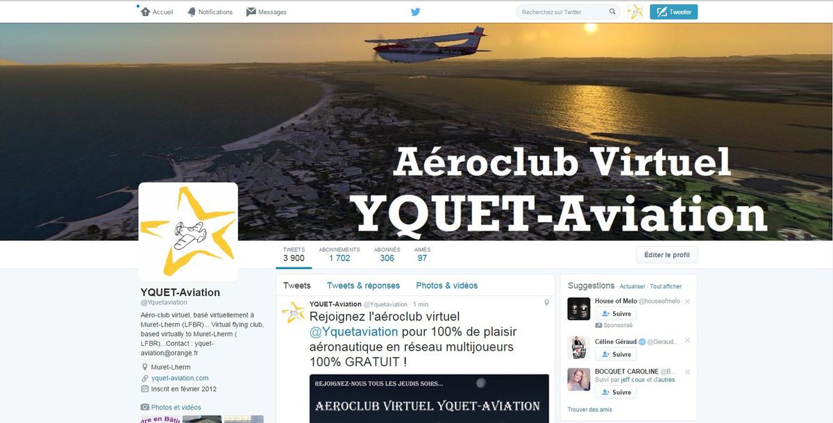 YQUET-Aviation est aussi sur Tweeter...