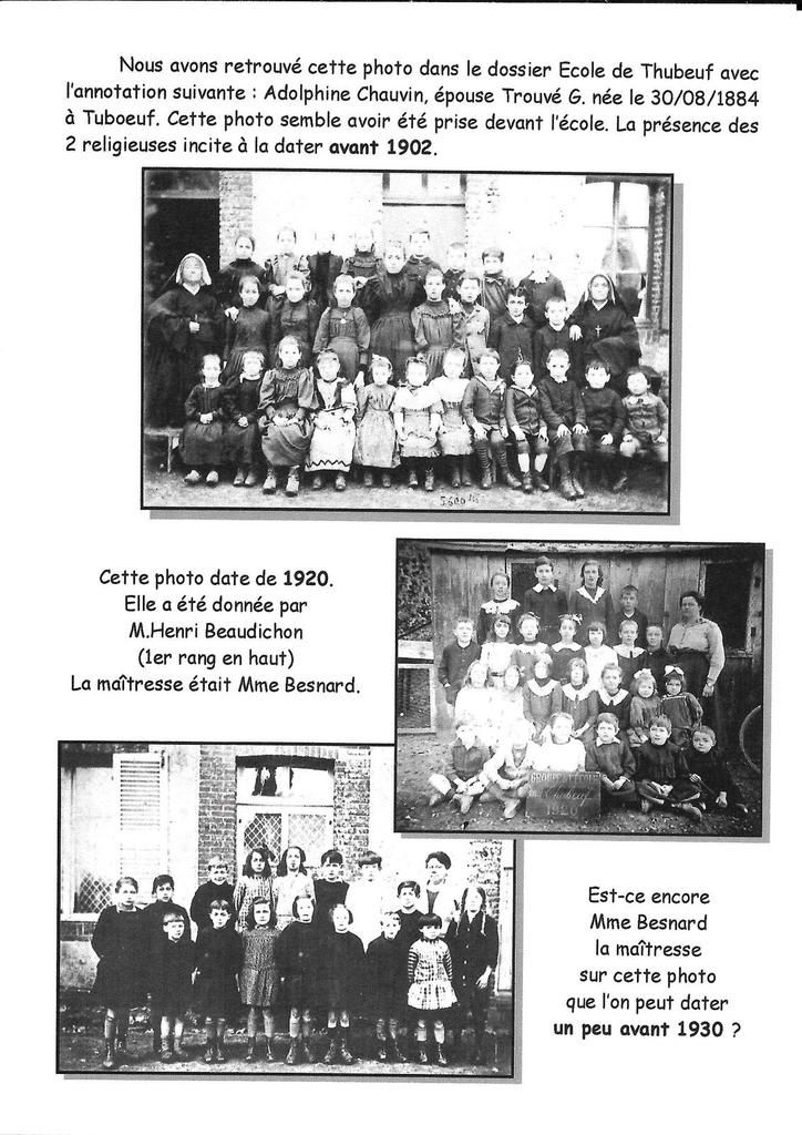 Infos Patrimoine n°6 : histoire de l'école de Thubeuf...