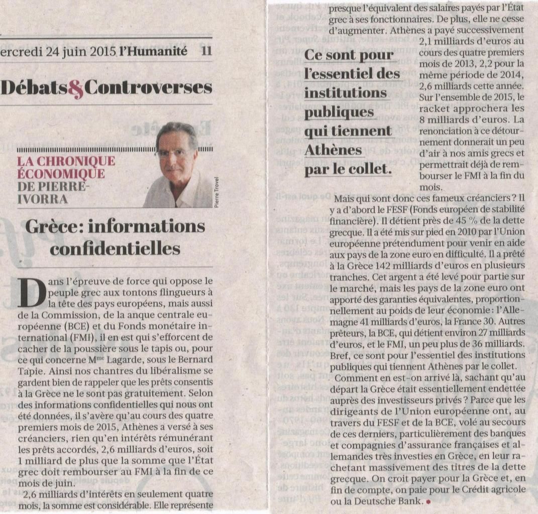 GRECE : informations confidentielles...