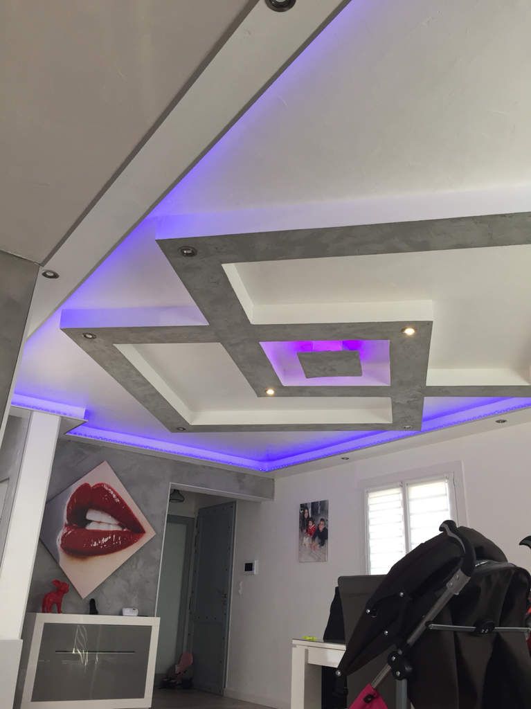 Plafond Placo design relief + led - Deco mezben