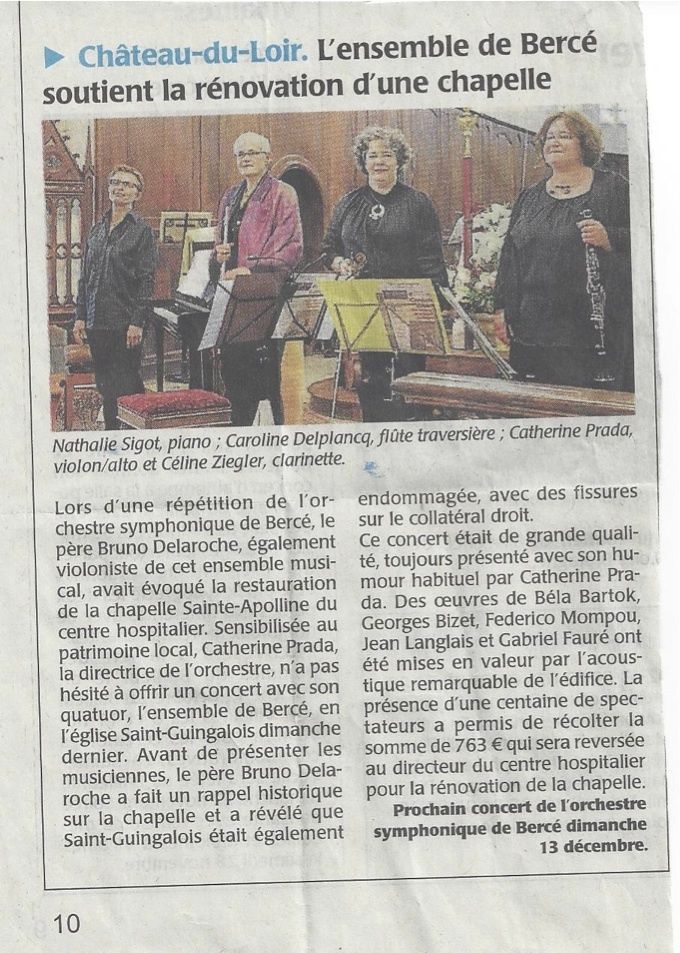 Succès pour le concert de soutien à la Chapelle Sainte Apolline