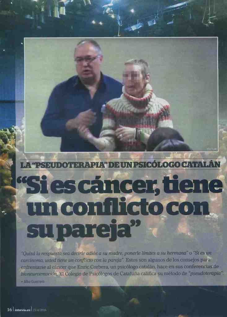 "EL CÁNCER ES CULPA DE TU PAREJA" dicho por Enric Corbera